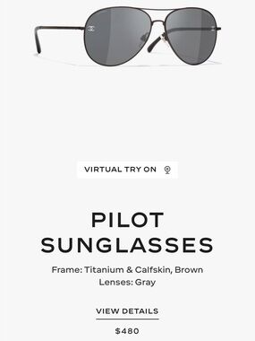 CHANEL Pilot Titanium and Gray Women’s Sunglasses